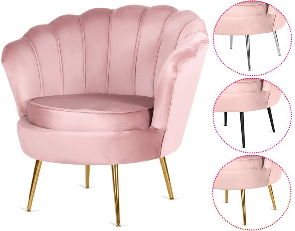 Krzeso Fotel Muszla Lugano DONNA VELVET PINK